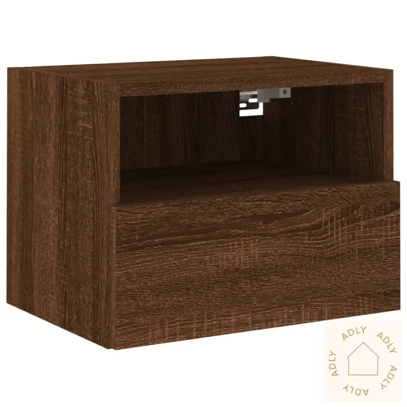 Vegghengt Tv-Benk Brun Eik 40X30X30 Cm Konstruert Tre