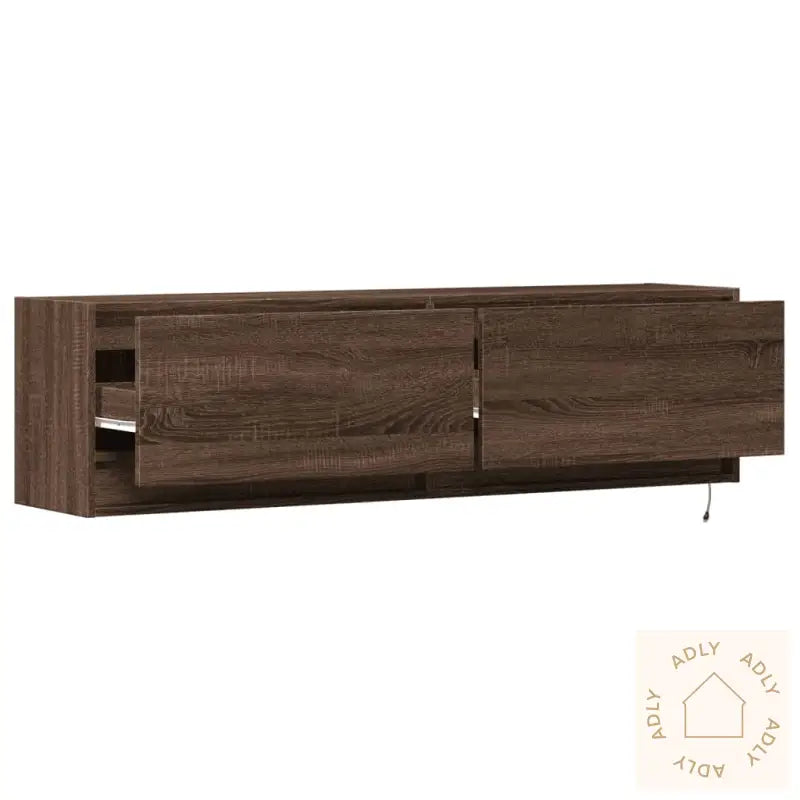 Vegghengt Tv-Benk Med Led Brun Eik 140X31X38 Cm