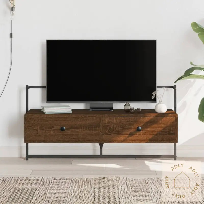 Tv-Benk Veggmontert Brun Eik 100,5X30X51 Cm Konstruert Tre