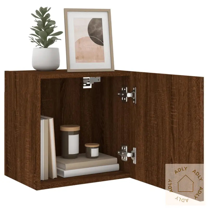 Vegghengte Tv-Benker 2 Stk Brun Eik 40,5X30X40Cm Konstruert Tre