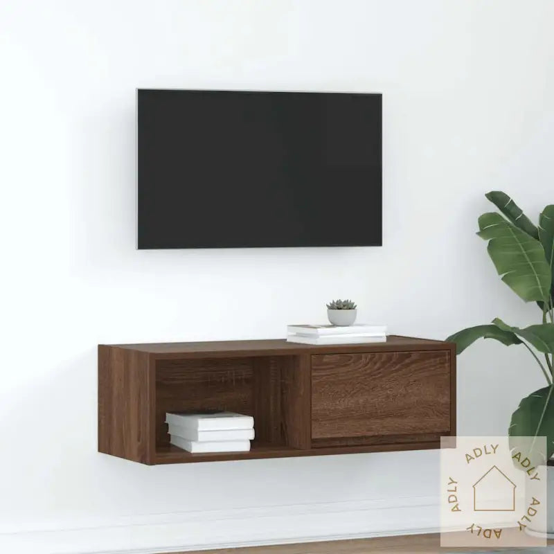 Tv-Benk Brun Eik 80X31X25,5 Cm Konstruert Tre