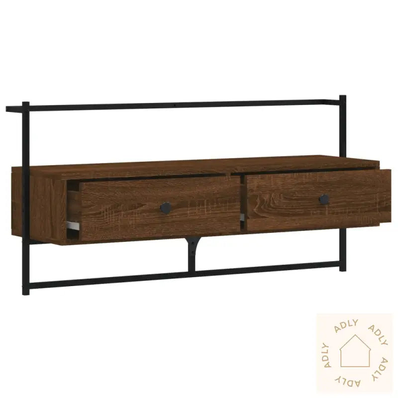 Tv-Benk Veggmontert Brun Eik 100,5X30X51 Cm Konstruert Tre