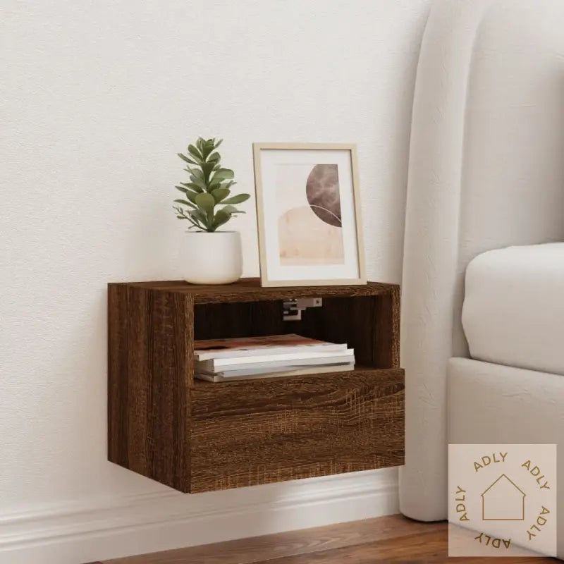 Vegghengt Tv-Benk Brun Eik 40X30X30 Cm Konstruert Tre