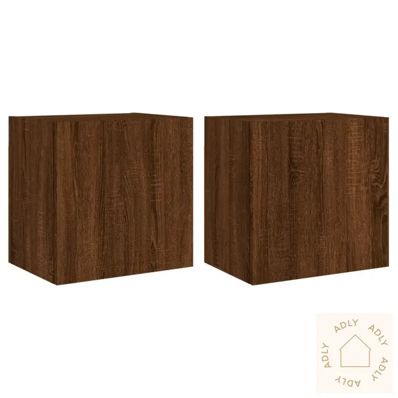 Vegghengte Tv-Benker 2 Stk Brun Eik 40,5X30X40Cm Konstruert Tre