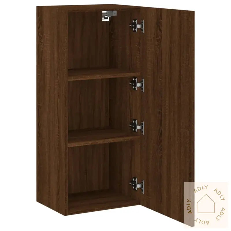 Vegghengt Tv-Benk Brun Eik 40,5X30X90 Cm Konstruert Tre