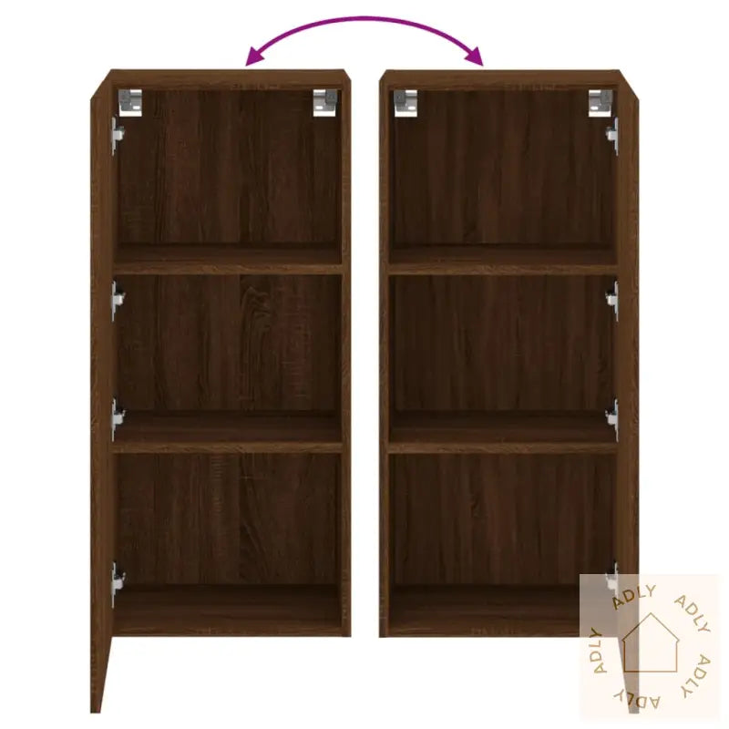 Vegghengt Tv-Benk Brun Eik 40,5X30X90 Cm Konstruert Tre