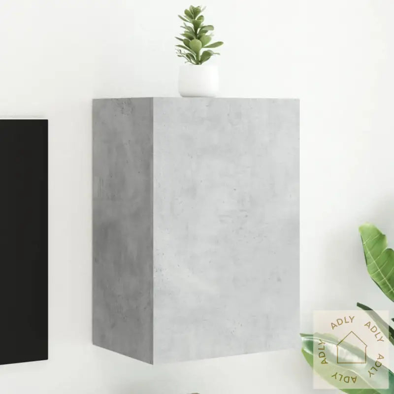 Vegghengt Tv-Benk Betonggrå 40,5X30X60 Cm Konstruert Tre
