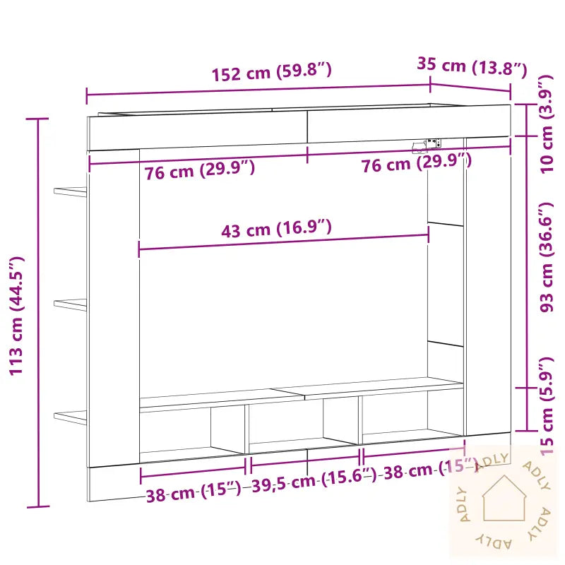 Tv-Skap Veggmontert Gammelt Tre 152X22X113 Cm