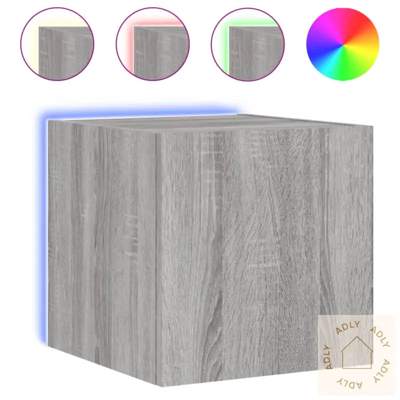 Vegghengt Tv-Benk Med Led Grå Sonoma 30,5X35X30 Cm