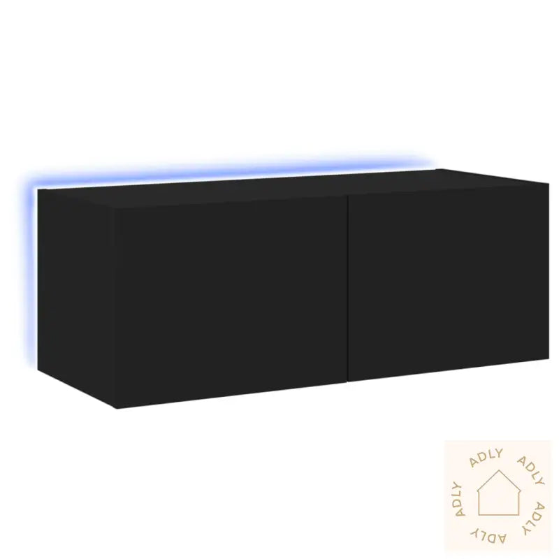 Vegghengt Tv-Benk Med Led Svart 80X35X31 Cm
