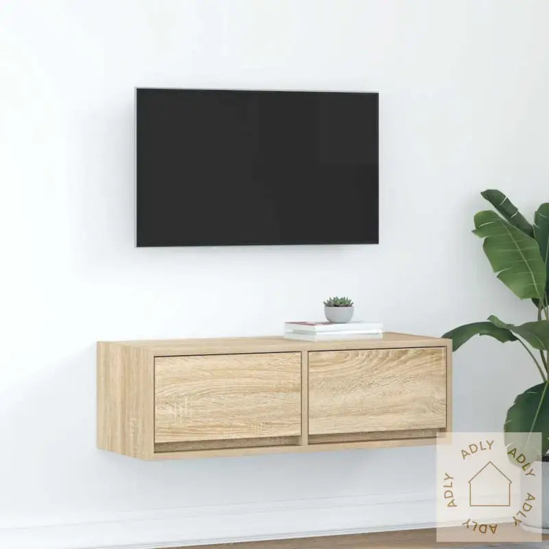 Tv-Benk Sonoma Eik 80X31X25,5 Cm Konstruert Tre