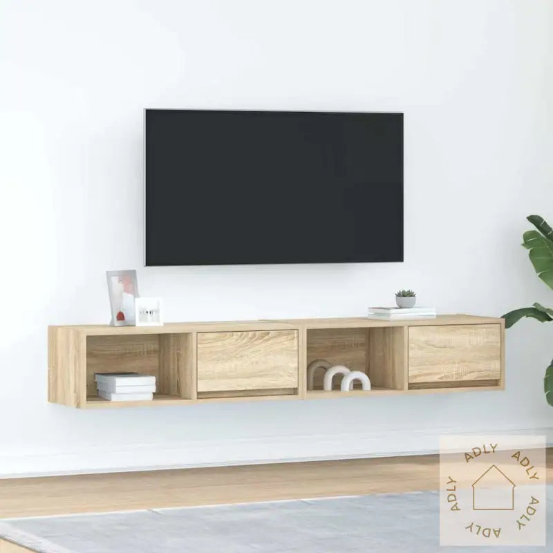 Tv-Benker 2 Stk Sonoma Eik 80X31X25,5 Cm Konstruert Tre