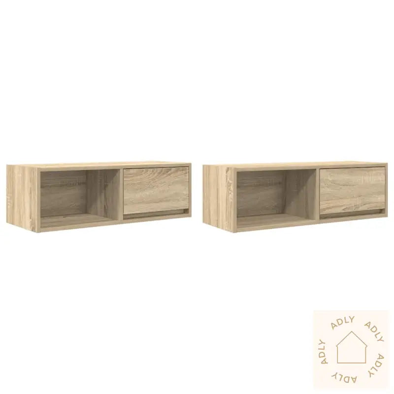 Tv-Benker 2 Stk Sonoma Eik 80X31X25,5 Cm Konstruert Tre