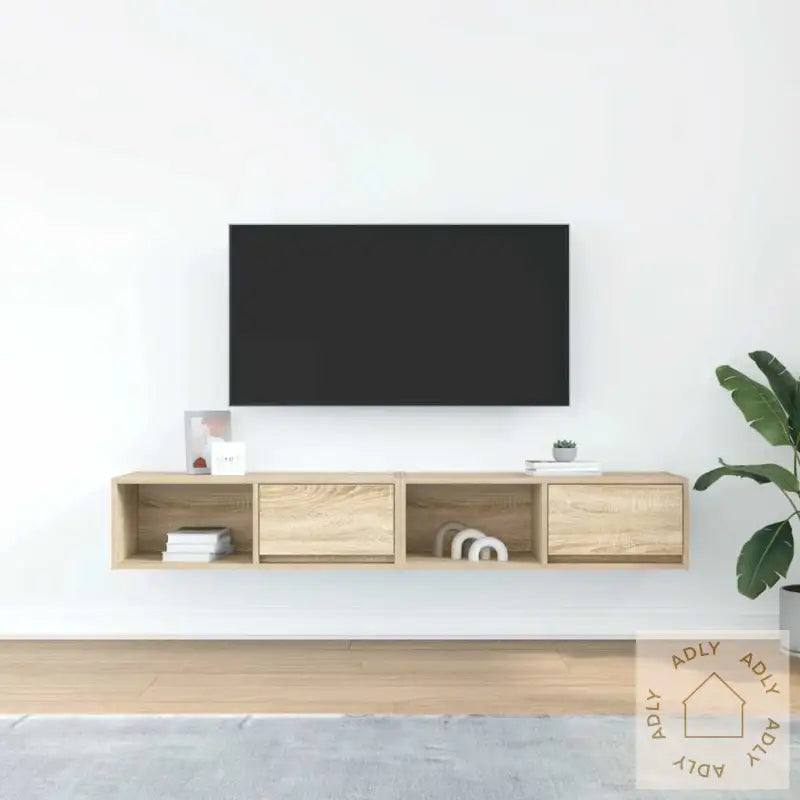 Tv-Benker 2 Stk Sonoma Eik 80X31X25,5 Cm Konstruert Tre