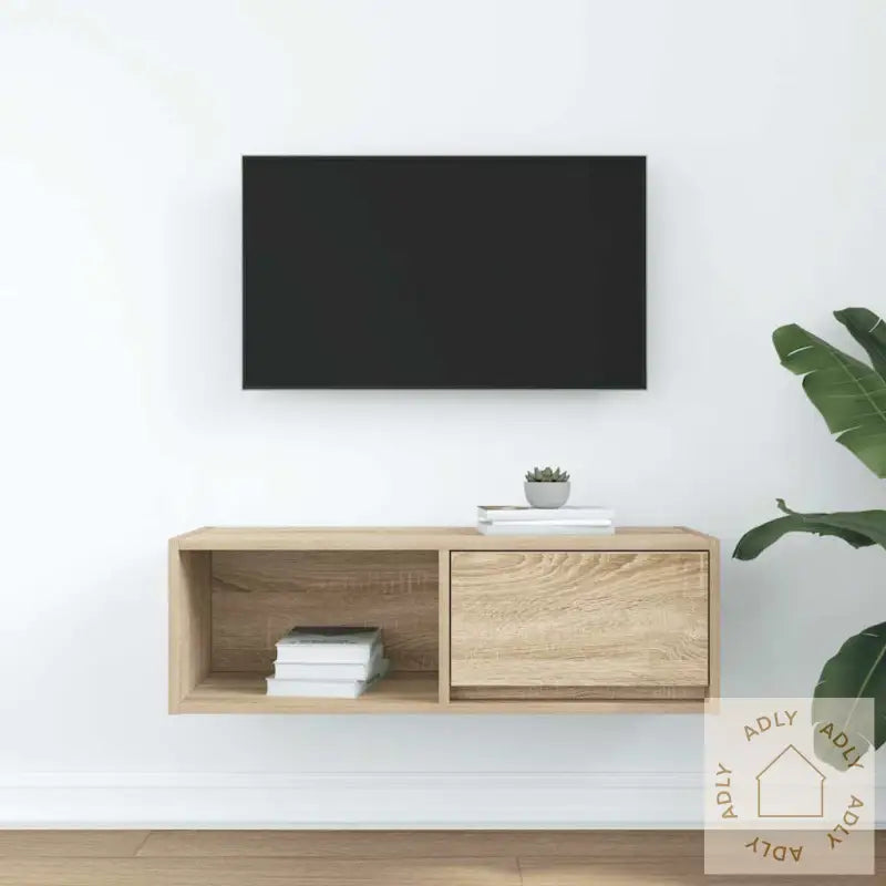 Tv-Benk Sonoma Eik 80X31X25,5 Cm Konstruert Tre