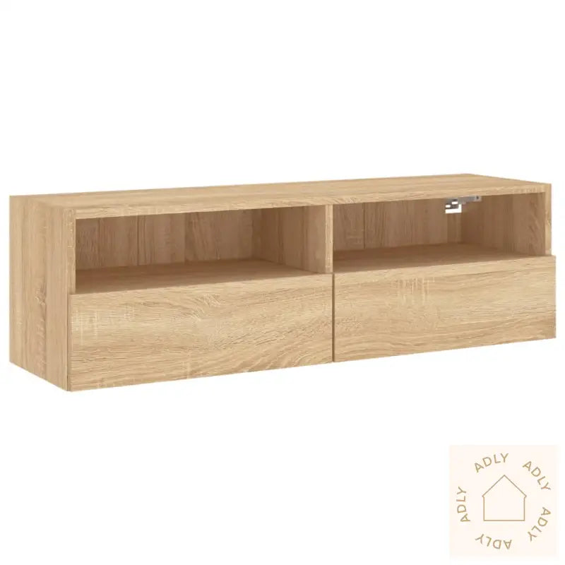 Vegghengt Tv-Benk Sonoma Eik 100X30X30 Cm Konstruert Tre