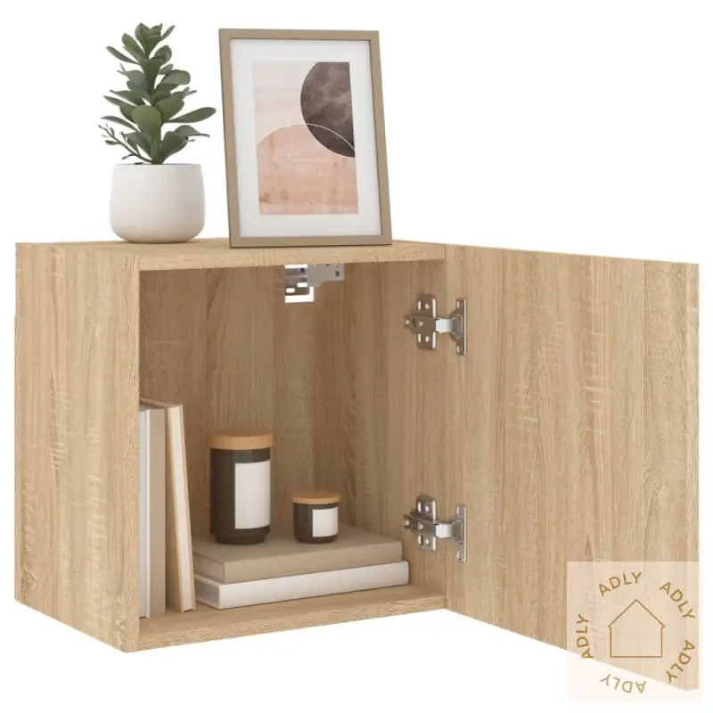 Vegghengte Tv-Benker 2 Stk Sonoma Eik 40,5X30X40 Konstruert Tre