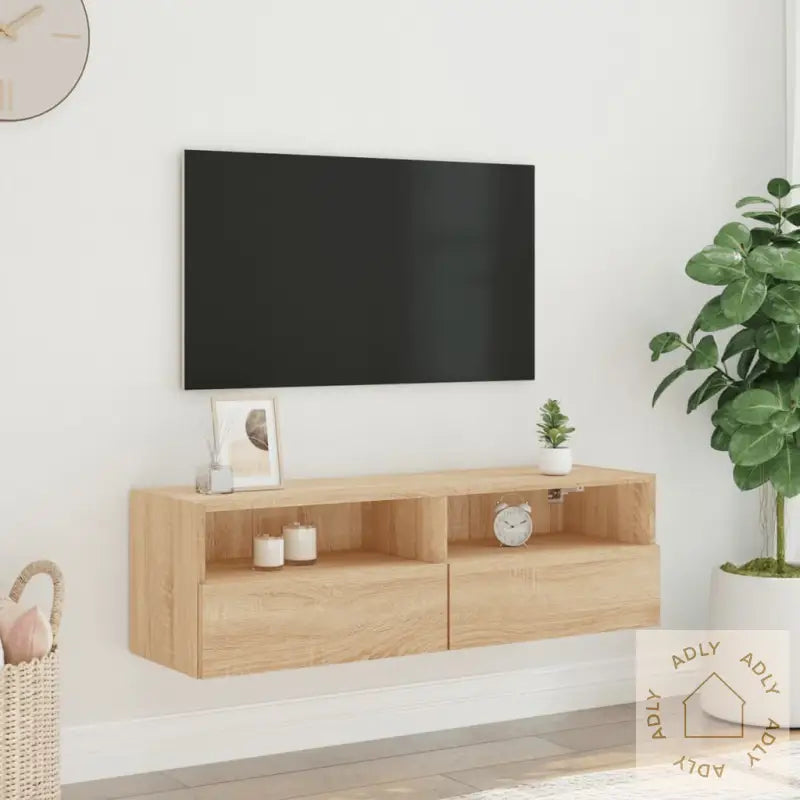 Vegghengt Tv-Benk Sonoma Eik 100X30X30 Cm Konstruert Tre