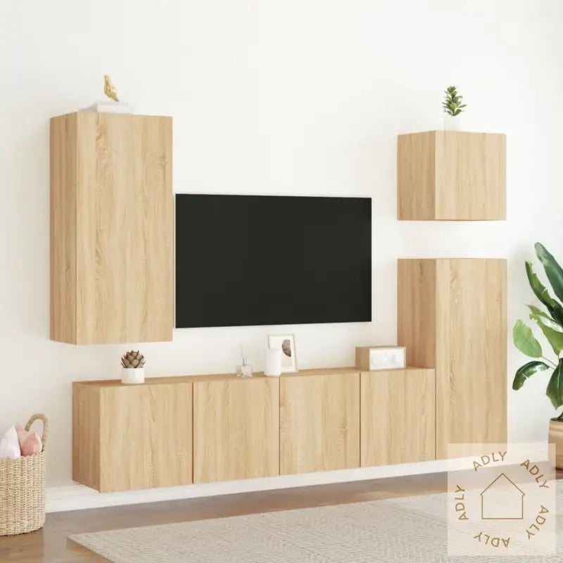 Vegghengt Tv-Benk Sonoma Eik 40,5X30X90 Cm Konstruert Tre