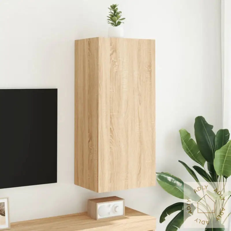 Vegghengt Tv-Benk Sonoma Eik 40,5X30X90 Cm Konstruert Tre