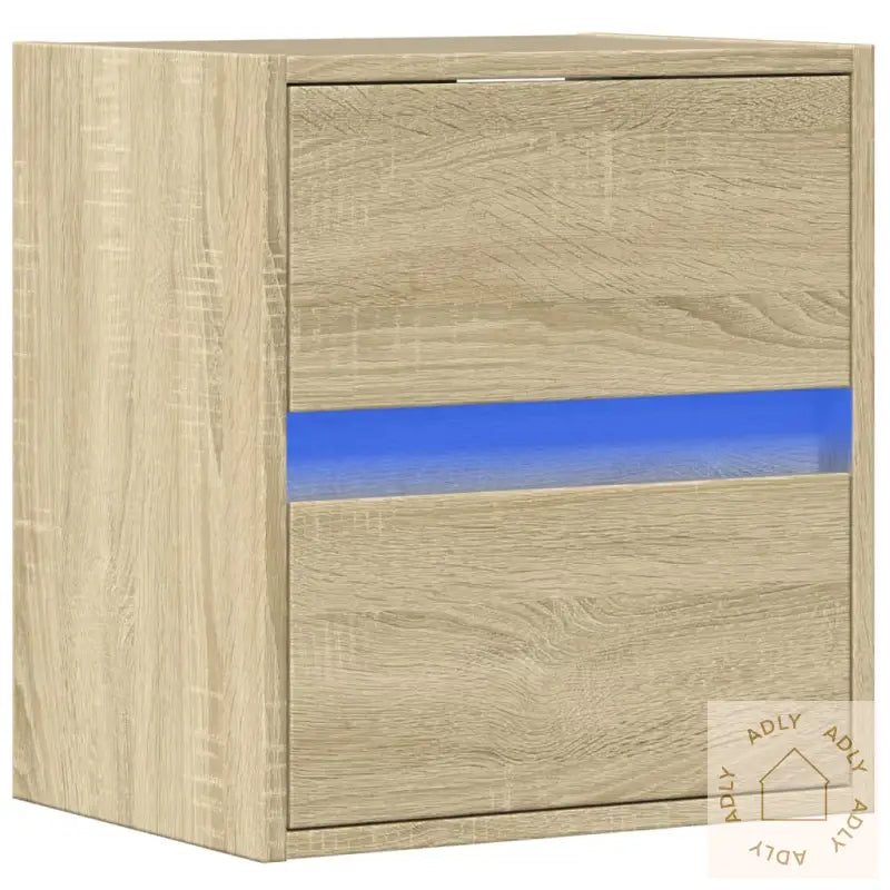 Vegghengt Tv-Benk Med Led Sonoma Eik 41X31X45 Cm