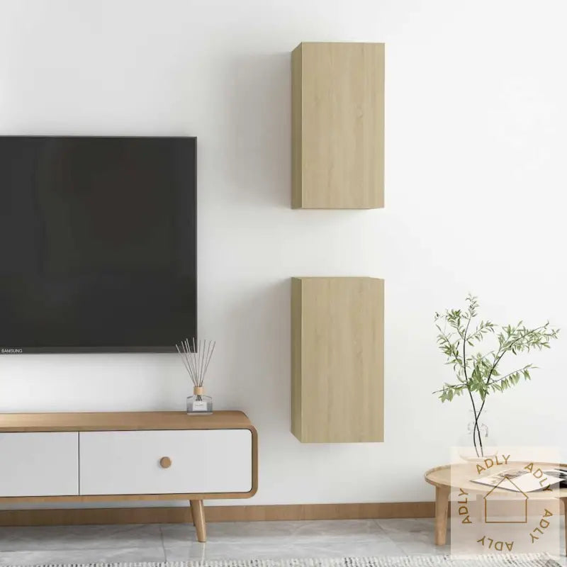 Tv-Benker 2 Stk Sonoma Eik 30,5X30X60 Cm Sponplate