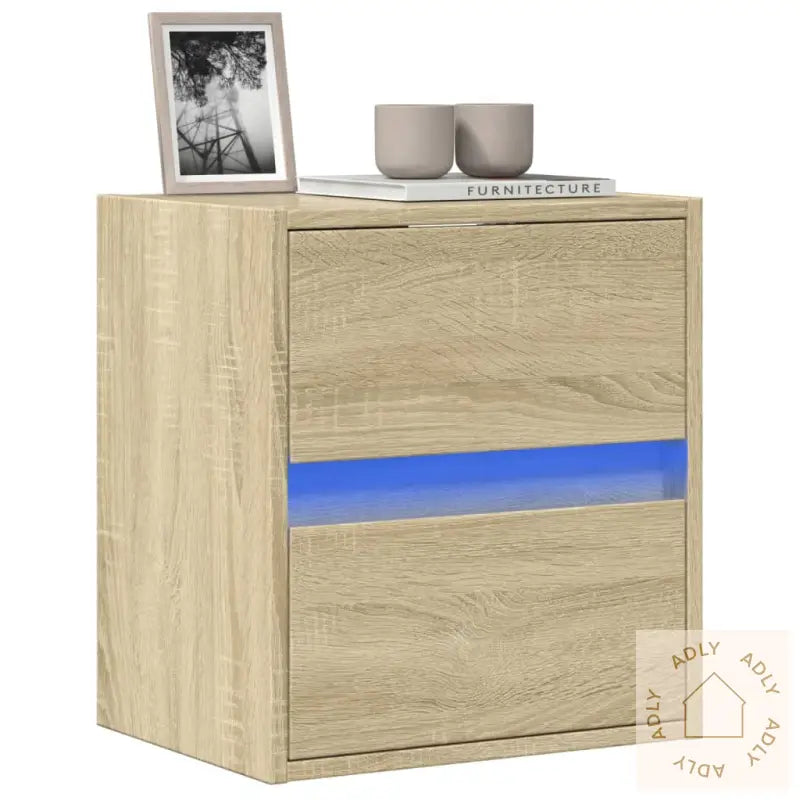 Vegghengt Tv-Benk Med Led Sonoma Eik 41X31X45 Cm