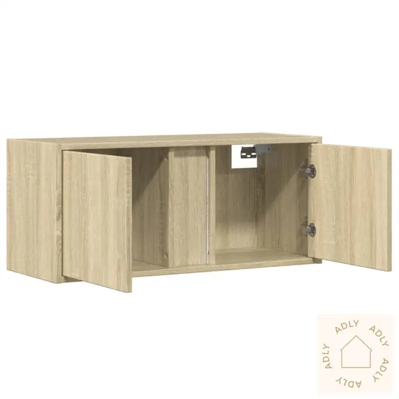 Vegghengt Tv-Benk Med Led Sonoma Eik 80X31X35 Cm