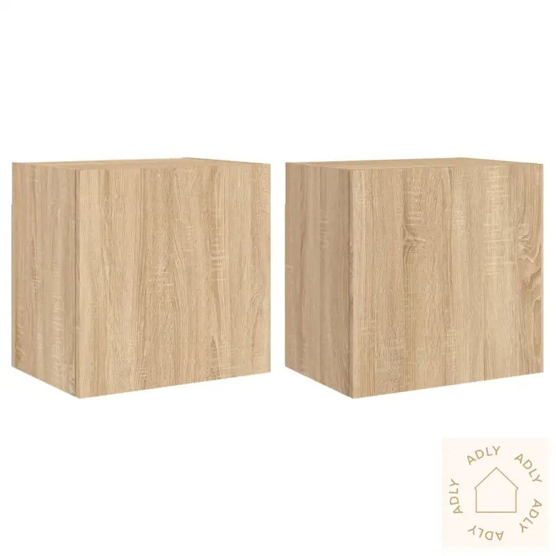 Vegghengte Tv-Benker 2 Stk Sonoma Eik 40,5X30X40 Konstruert Tre