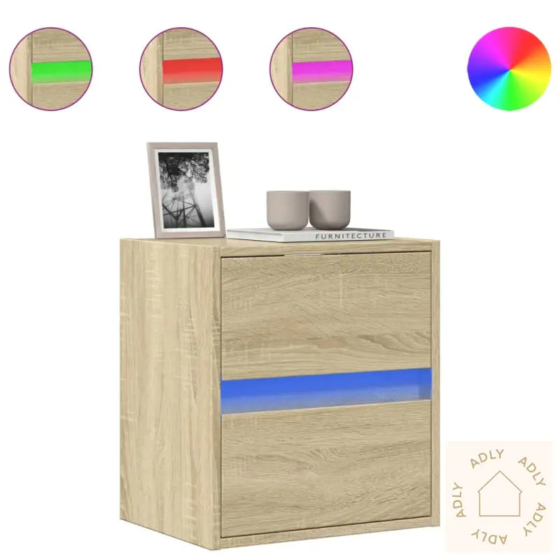 Vegghengt Tv-Benk Med Led Sonoma Eik 41X31X45 Cm