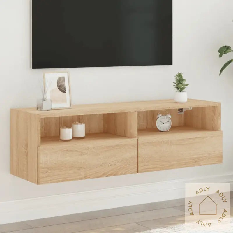 Vegghengt Tv-Benk Sonoma Eik 100X30X30 Cm Konstruert Tre