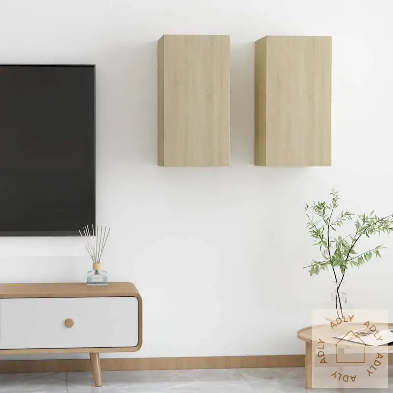 Tv-Benker 2 Stk Sonoma Eik 30,5X30X60 Cm Sponplate