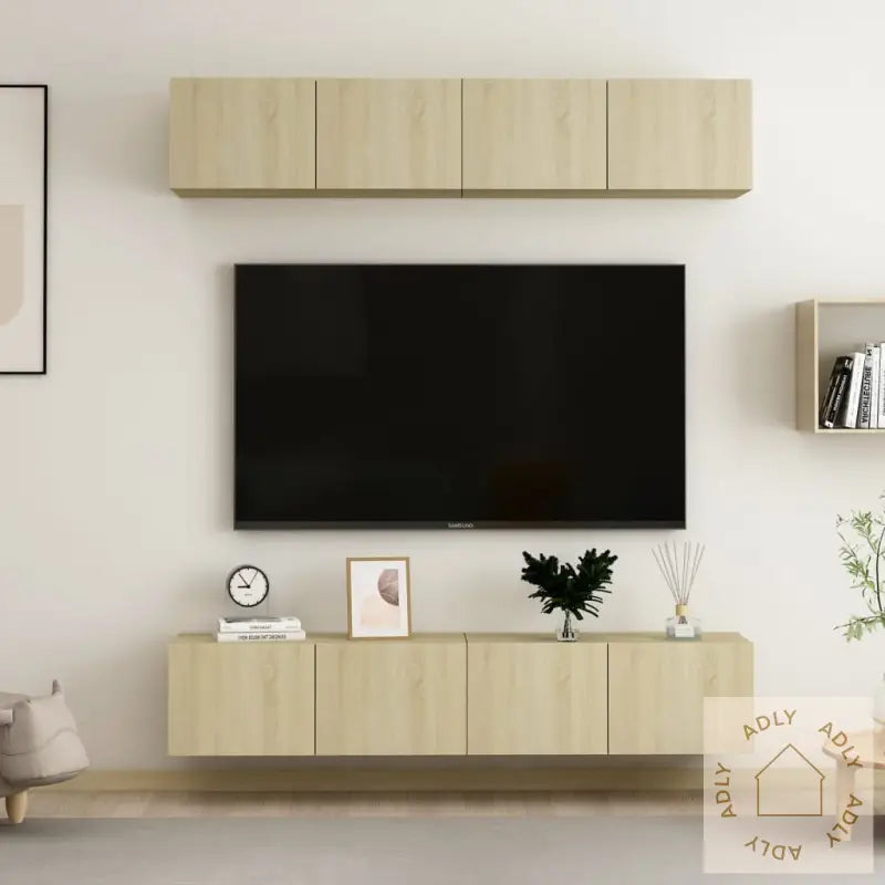 Tv-Benker 4 Stk Sonoma Eik 80X30X30 Cm Konstruert Tre