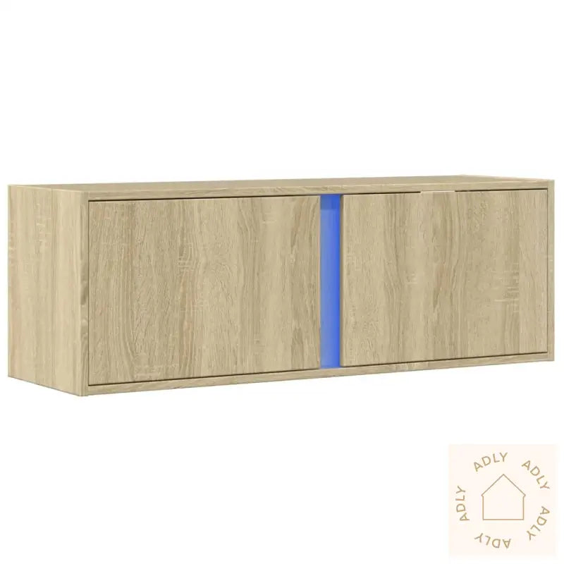 Vegghengt Tv-Benk Med Led Sonoma Eik 100X31X35 Cm