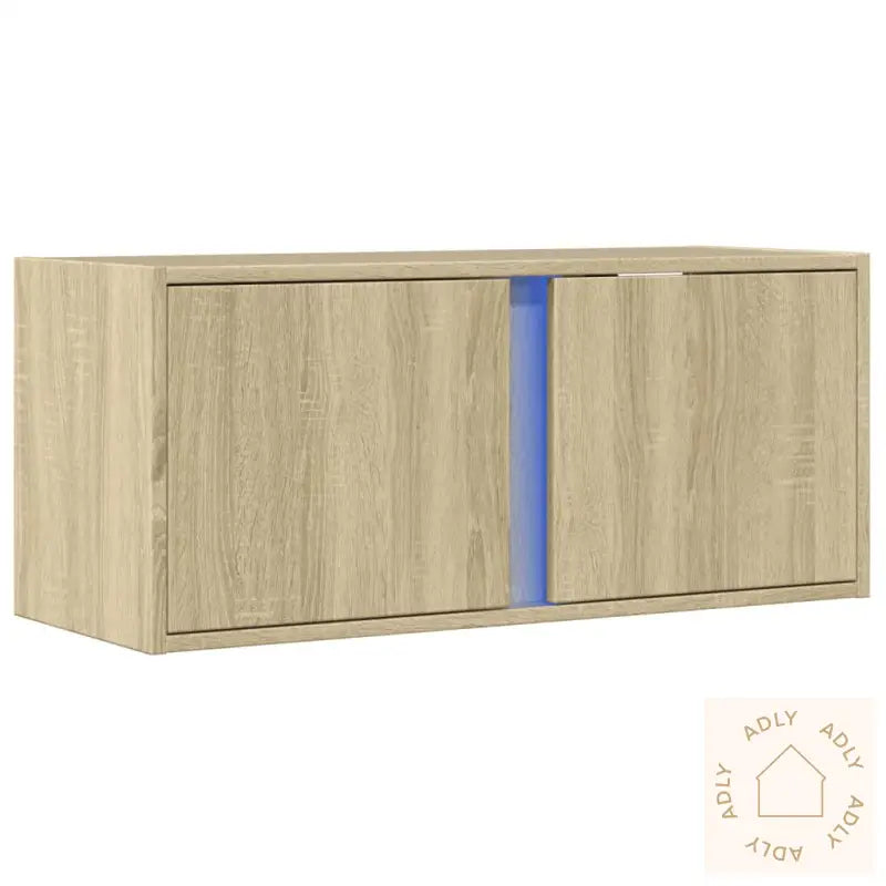 Vegghengt Tv-Benk Med Led Sonoma Eik 80X31X35 Cm