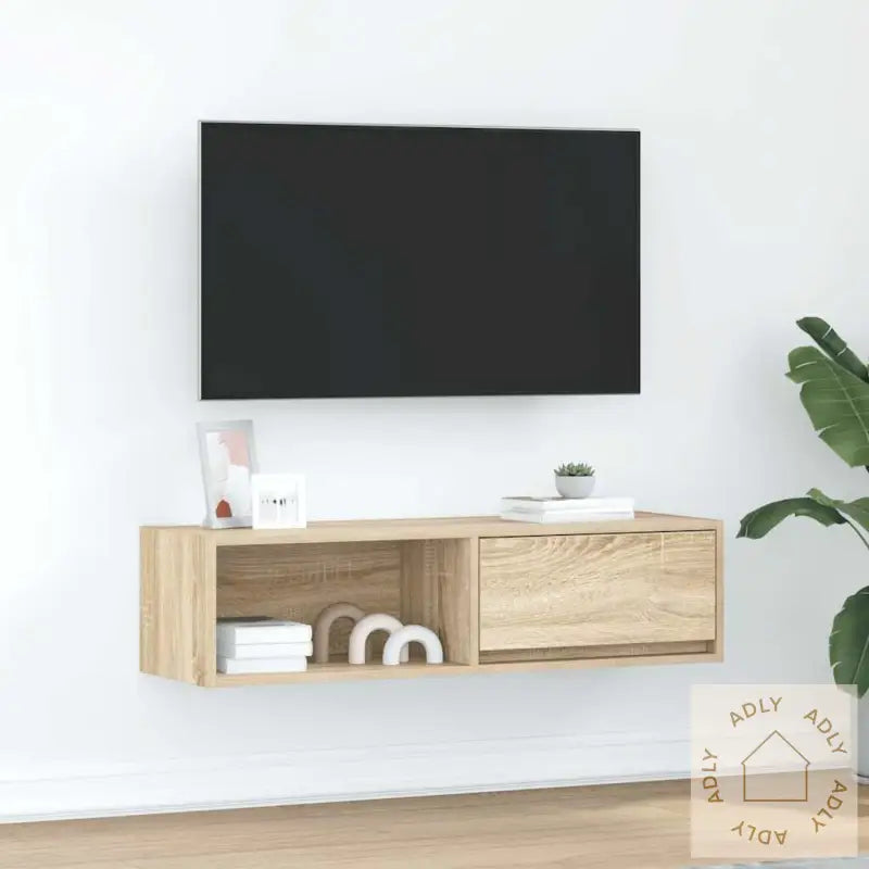Tv-Benk Sonoma Eik 100X31X25,5 Cm Konstruert Tre