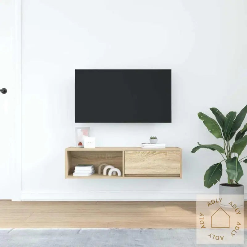 Tv-Benk Sonoma Eik 100X31X25,5 Cm Konstruert Tre