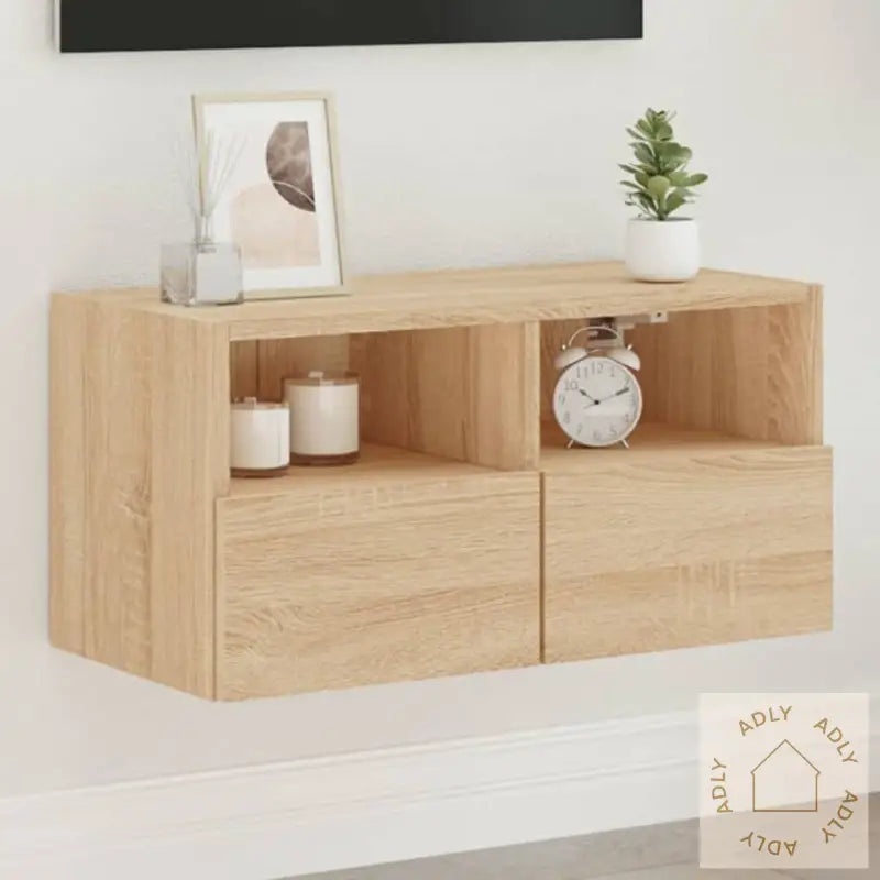 Vegghengt Tv-Benk Sonoma Eik 60X30X30 Cm Konstruert Tre