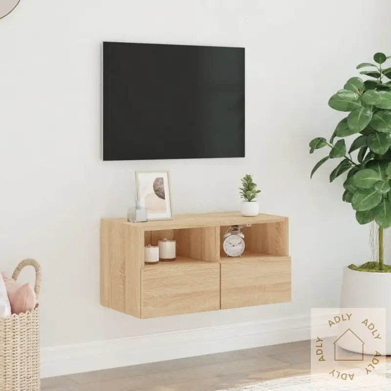Vegghengt Tv-Benk Sonoma Eik 60X30X30 Cm Konstruert Tre