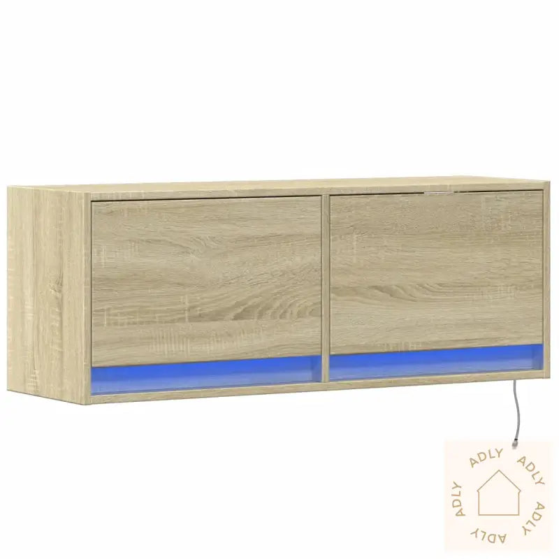 Vegghengt Tv-Benk Med Led Sonoma Eik 100X31X35 Cm