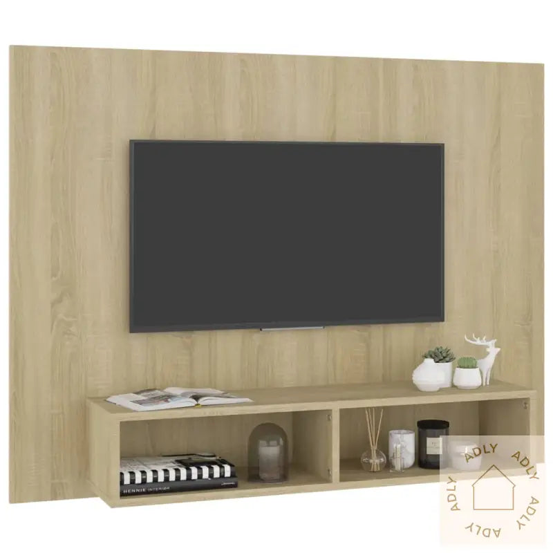 Veggmontert Tv-Benk Sonoma Eik 120X23,5X90 Cm Konstruert Tre