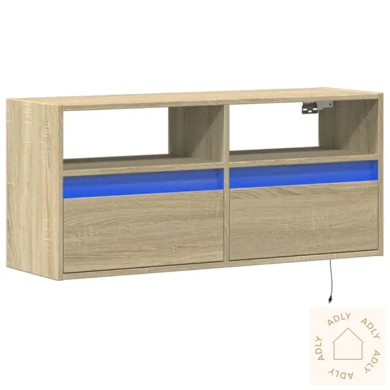 Vegghengt Tv-Benk Med Led Sonoma Eik 100X31X45 Cm