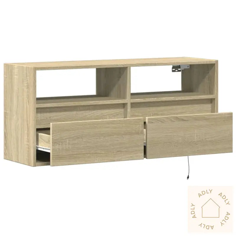 Vegghengt Tv-Benk Med Led Sonoma Eik 100X31X45 Cm