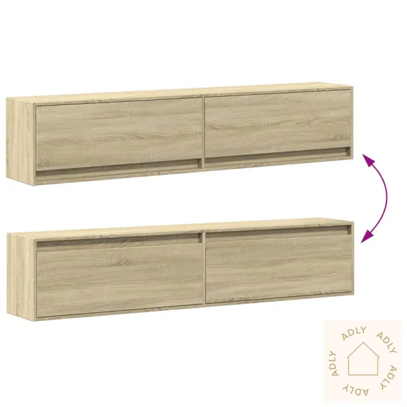 Vegghengt Tv-Benk Med Led Sonoma Eik 180X31X38 Cm