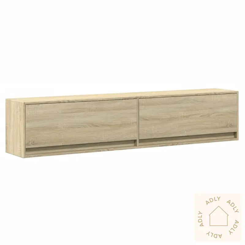 Vegghengt Tv-Benk Med Led Sonoma Eik 180X31X38 Cm
