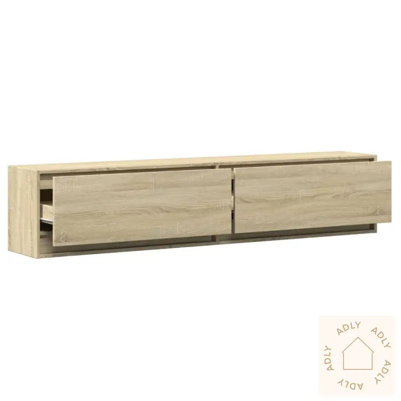 Vegghengt Tv-Benk Med Led Sonoma Eik 180X31X38 Cm