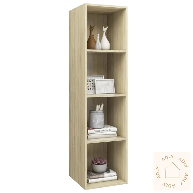 Vegghengt Tv-Benk Sonoma Eik 37X37X142,5 Cm Konstruert Tre