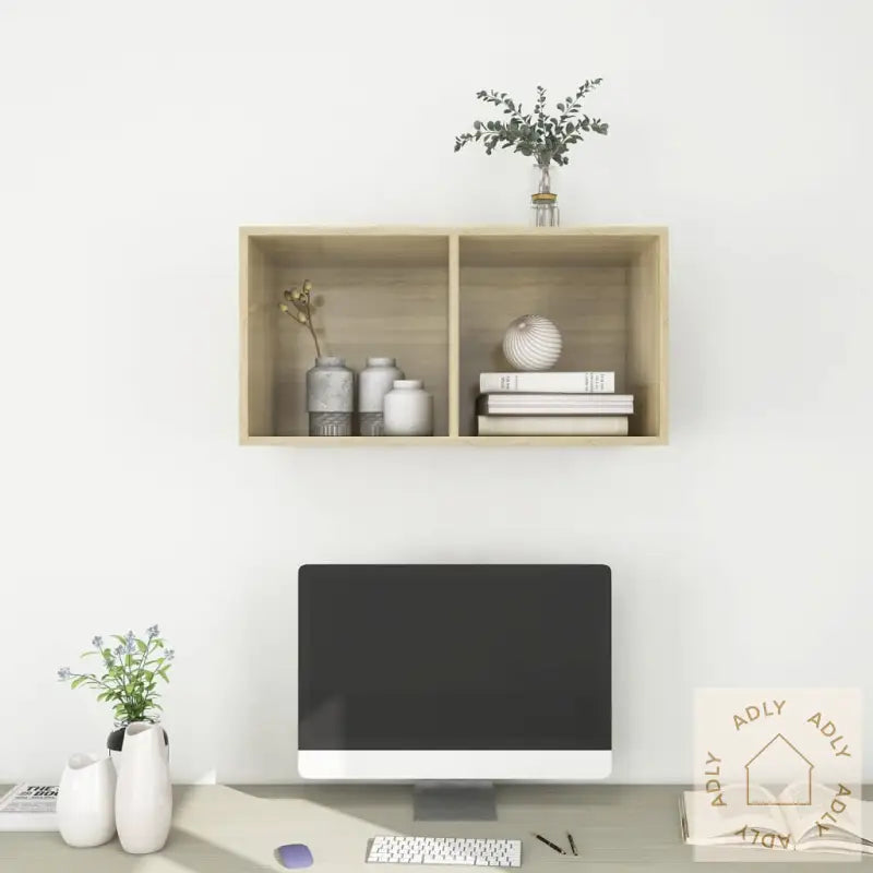 Vegghengt Tv-Benk Sonoma Eik 37X37X72 Cm Konstruert Tre