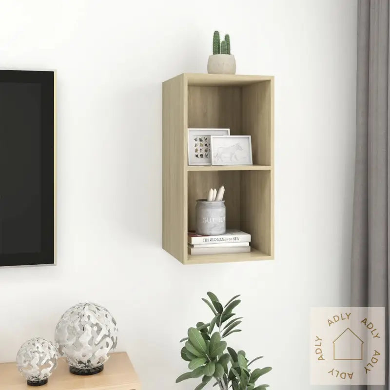 Vegghengt Tv-Benk Sonoma Eik 37X37X72 Cm Konstruert Tre