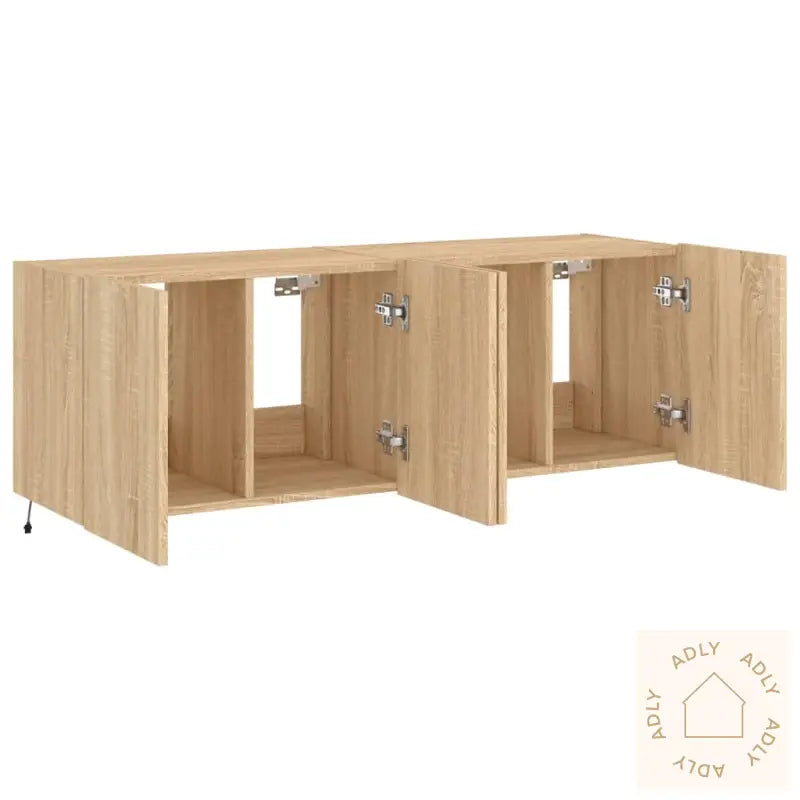 Vegghengte Tv-Benker Med Led 2 Stk Sonoma Eik 60X35X41 Cm